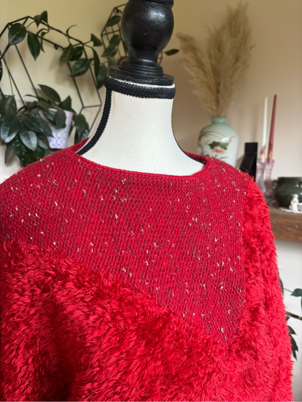 Vintage The Beene Bag Wool Blend Fluffy and Knit Red Sweater - Picture 2 of 8